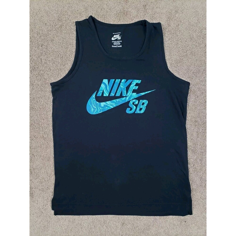 Nike SB Tank Top Size Large Youth Black Blue Graphic